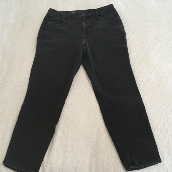 Seven7 High Rise Skinny Crop Jeans Women's Size 14 Black Denim Pants - Picture 1 of 8